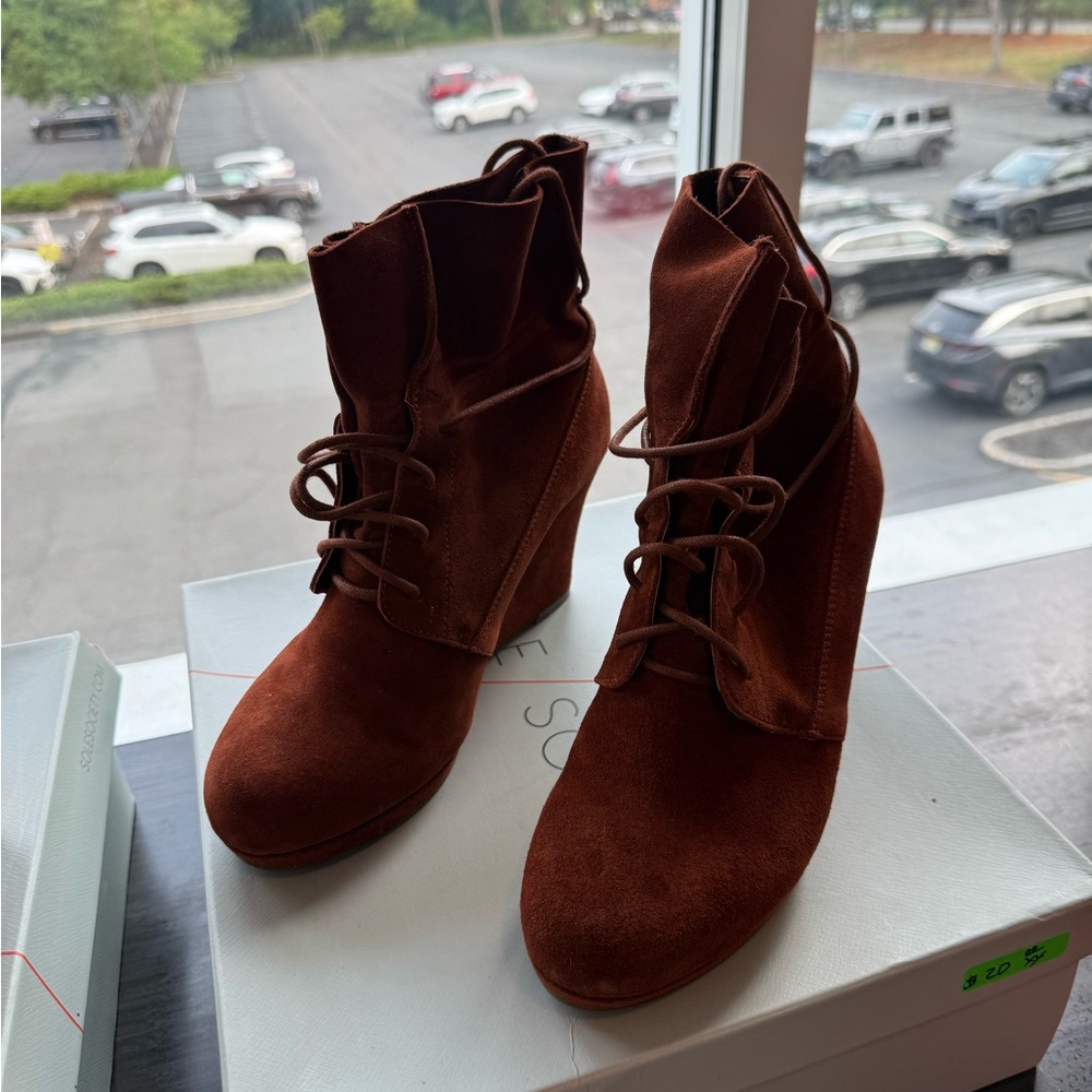 Sole Society Rich Brown Lace Up Boots